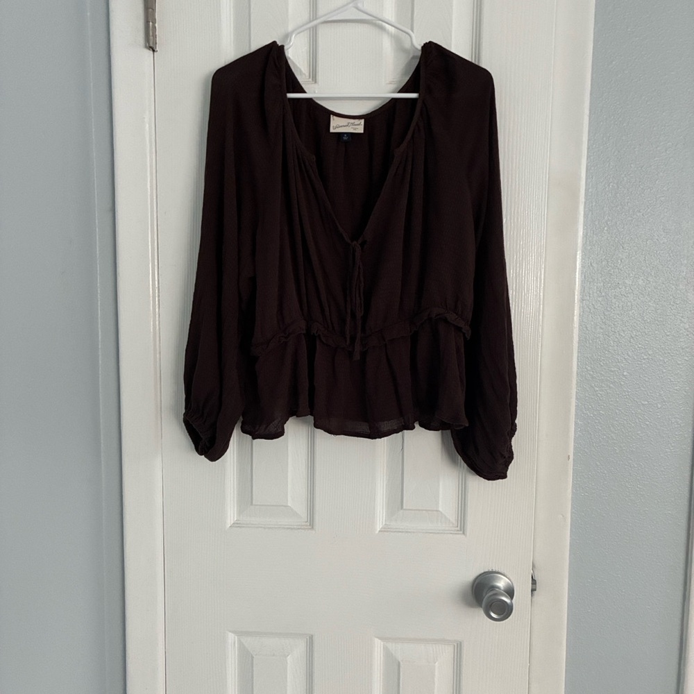 Universal Thread Dark Brown Blouse - image 1